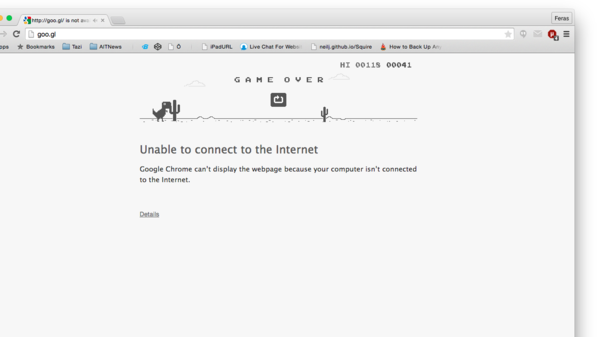 لعبة على جوجل كروم عند فقدان النت