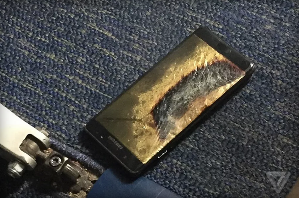 انفجار جالاكسي نوت 7 على متن طائرة Galaxy Note 7